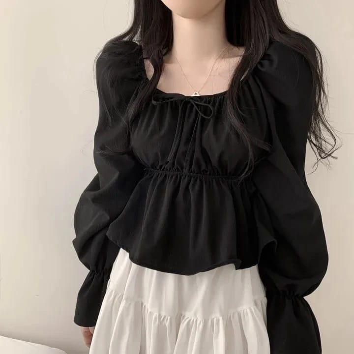 ZETERINDO - ZJD BLOUSE DANIYA KARET DEPAN IKAT PITA LENGAN TEROMPET DAILY OUTFIT WANITA / TALLY Blou
