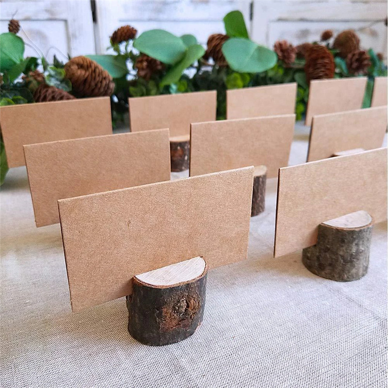 

35Set Mini Wooden Place Card Holders Stand Business Card Photo Frames Table Number Name Sign Wedding Party Decoration