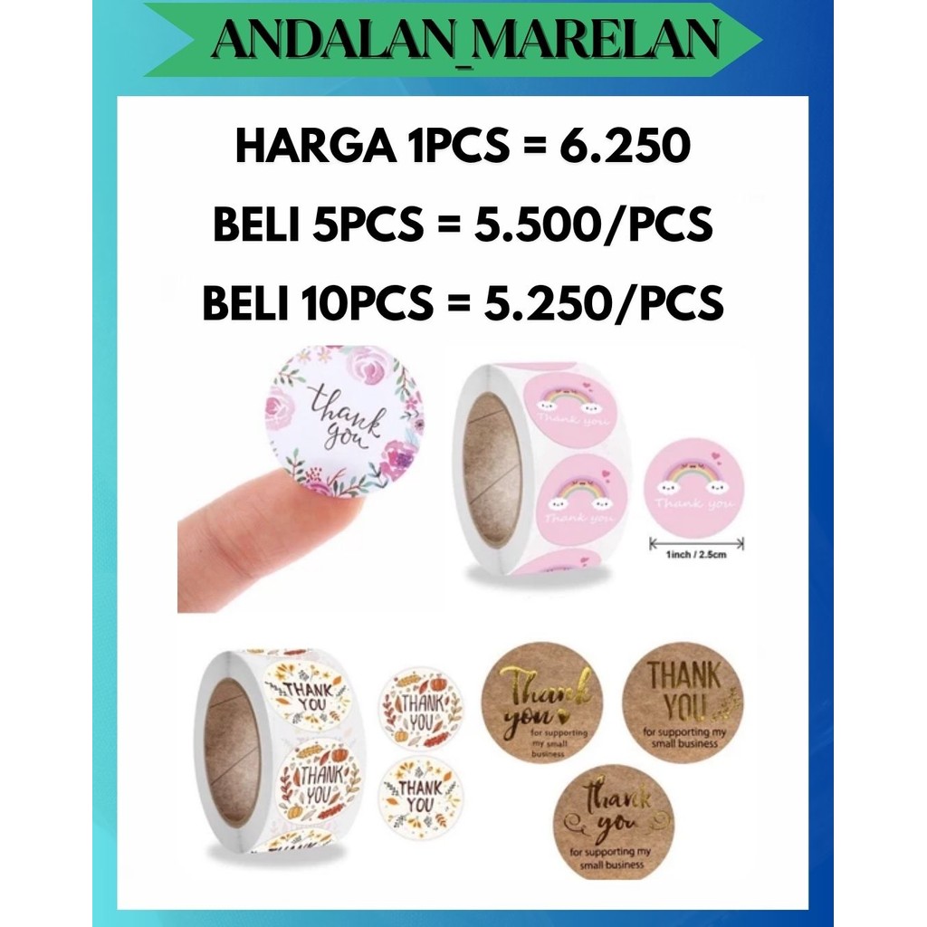 AM STICKER THANK YOU TEMPEL MOTIF LUCU / STIKER UCAPAN TERIMAKASIH BULAT ROLL