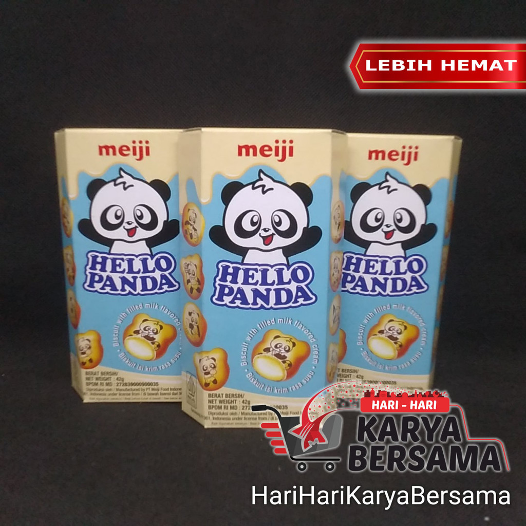 

MAKANAN RINGAN BISKUIT MEIJI HELLO PANDA MILK VANILLA PACK 3'S X 45GR