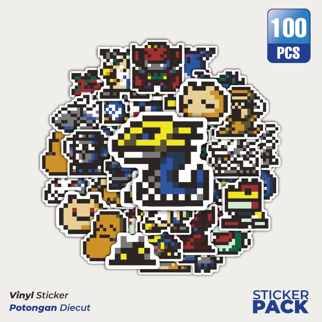 

Super Hemat! 100 PCS Stiker Pixel Digimon V12 Waterproof Aesthetic- Untuk Laptop, Motor, dan Helm - Paper Stationery Pack