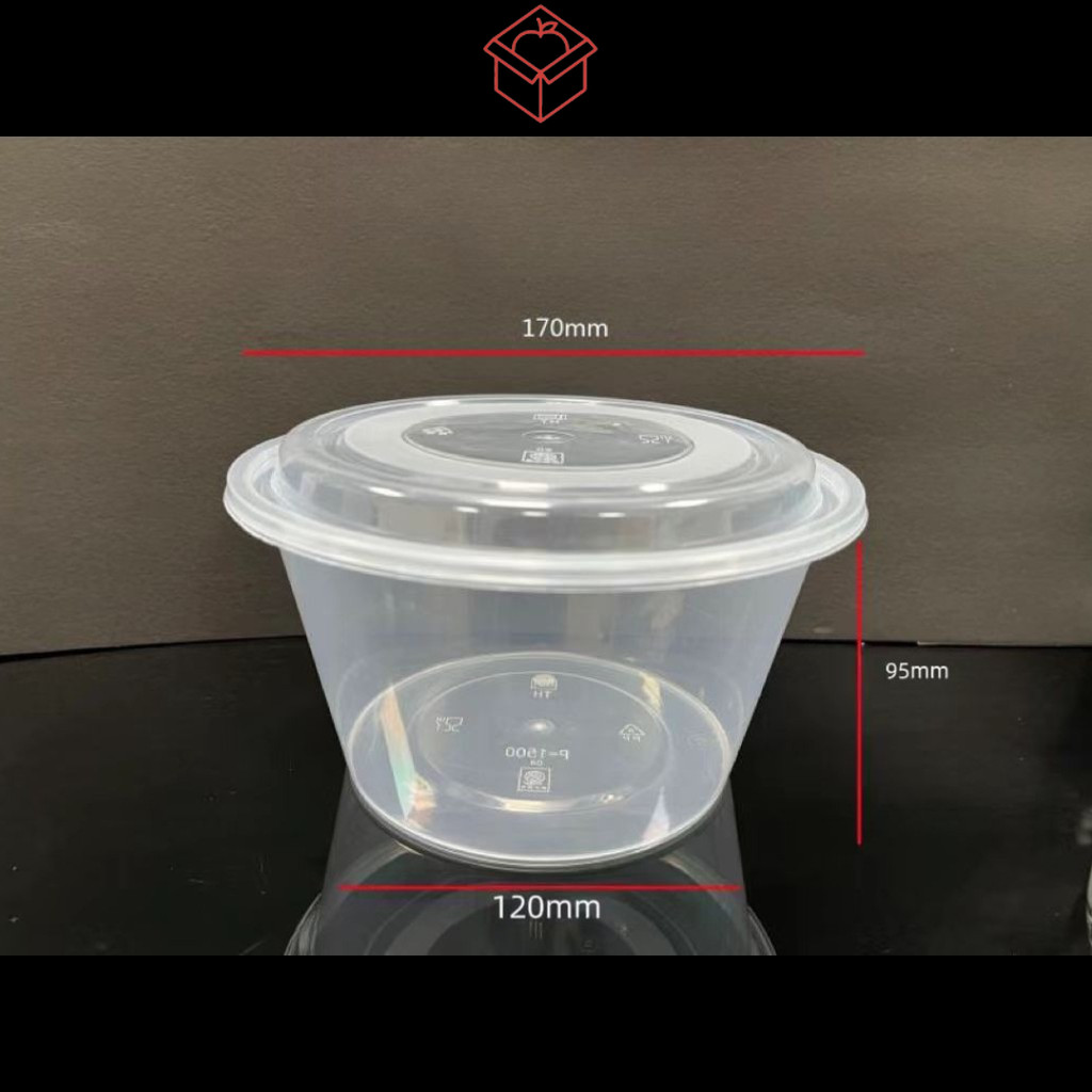 Mangkok plastik 1500 ml Bowl / Thinwall BULAT 1500ml + tutup cup