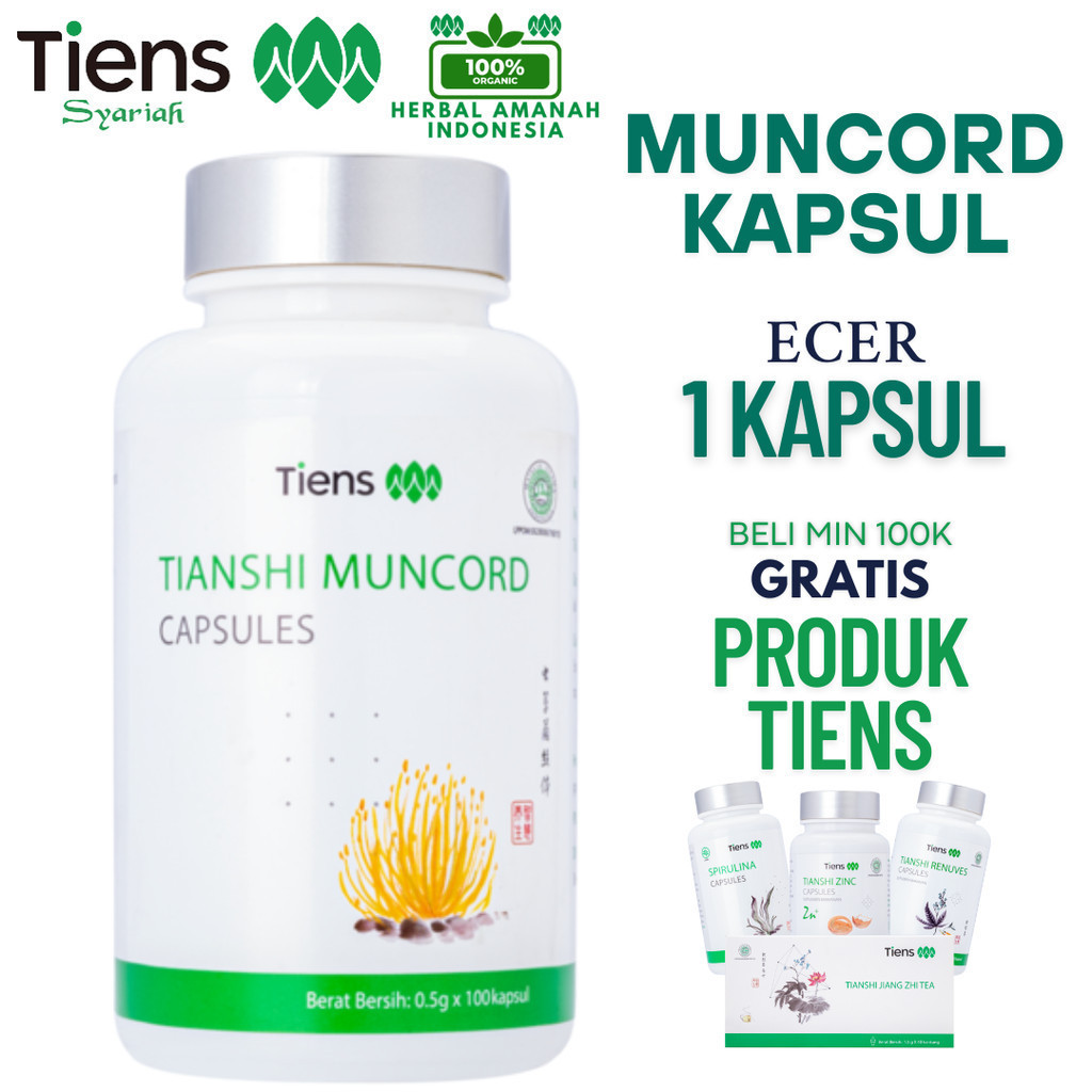 [ECER 1 KAPSUL] TIENS MUNCORD KAPSUL ORIGINAL SEGEL 1 BOTOL