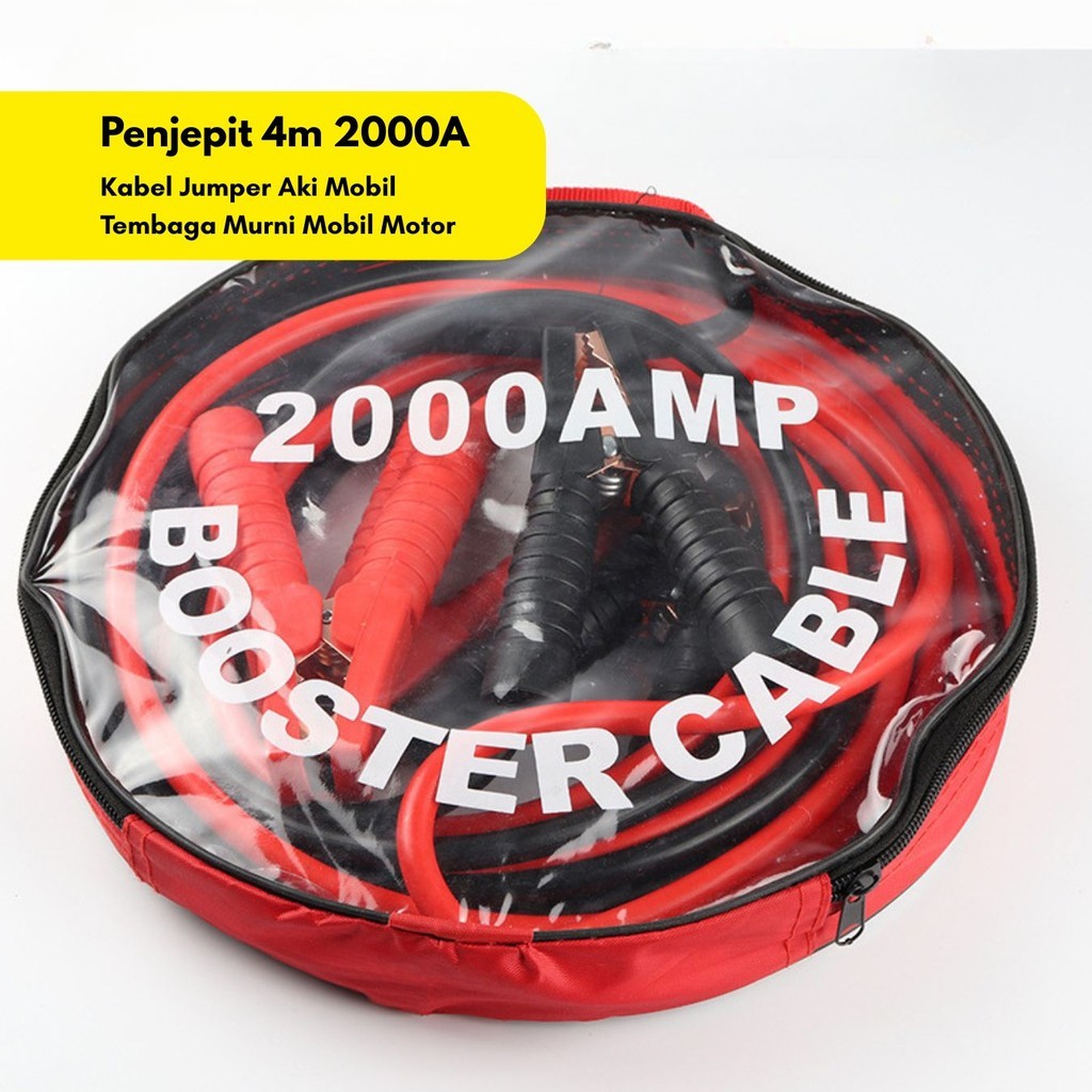 Kabel Jumper Aki Darurat 4 Meter 2000A dengan Penjepit Logam Berinsulasi untuk Mobil dan Kendaraan B