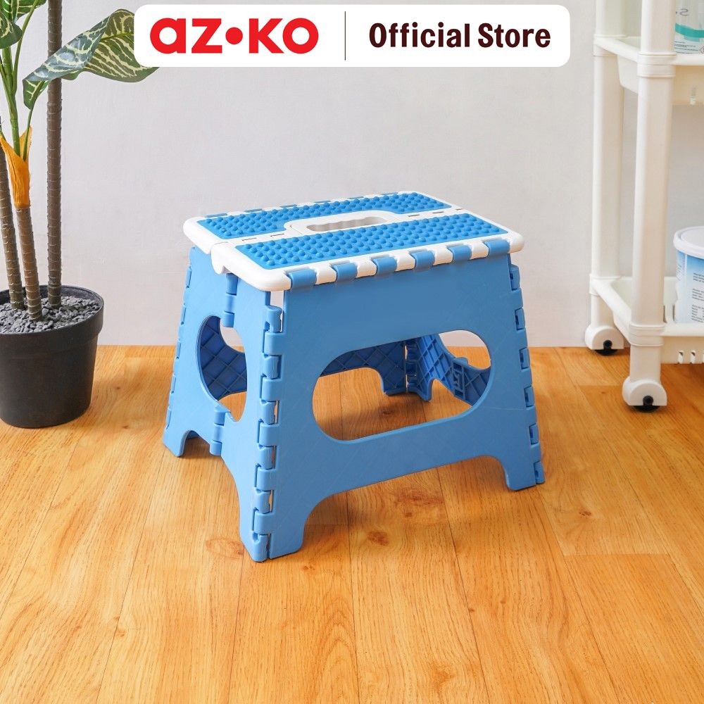 AZKO Soleil 27 cm Bangku Pijak Lipat - Biru/Putih Foldable Step Stool Bangku Lipet Kursi Pijakan Ser