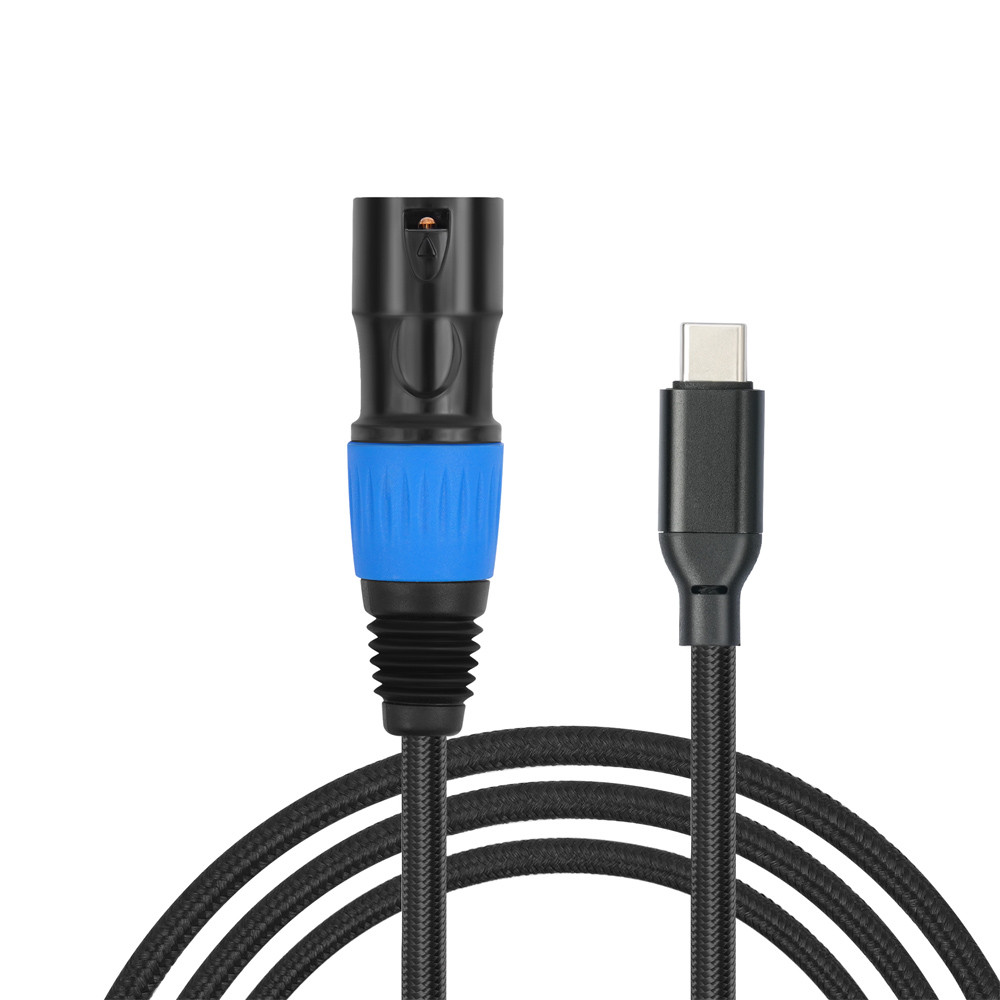 USB-C to XLR Male Microphone Extension Cable Adapter Type-C to XLR 3-Pin Connector Cable for Smartph