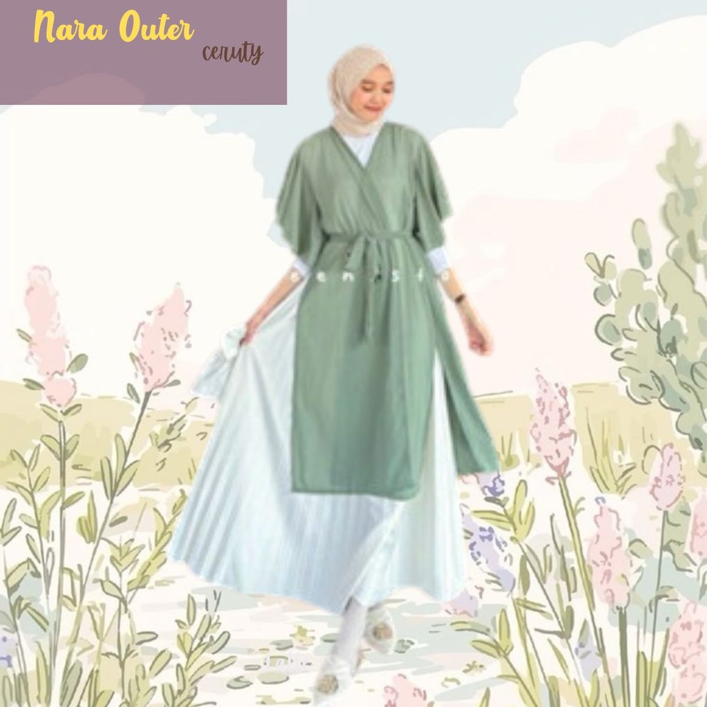 Terbaru Namia Outer Panjang Baju Gamis Lengan Kriwil Cardigan Wanita Bahan Ceruty babydoll Premium