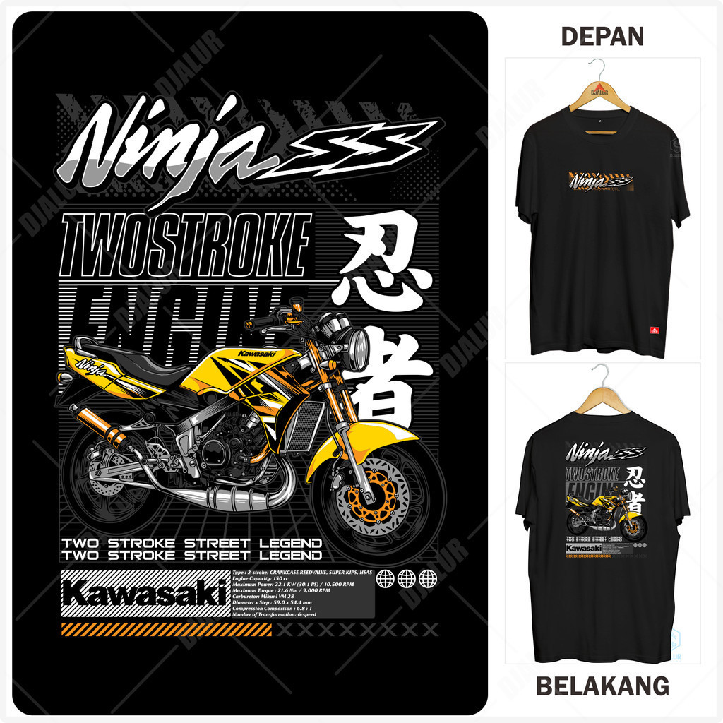 Kaos Ninja SS Yellow Two stroke Kawasaki Motor Indonesia Kaos Distro Premium Mekanik Cotton Combed 3