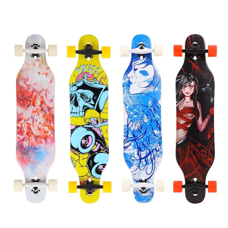2021 Teenagers Longboard 42in Road Skateboard Four-Wheeled Boys Girls Maple Flat-Plate Adult Beginne