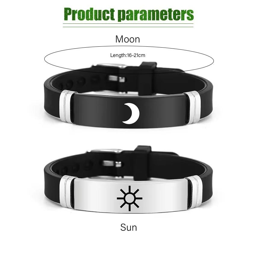 ZENID 2Pcs Gelang Couple Kekasih Matahari dan Bulan Gelang Pasangan Persahabatan Minimalis