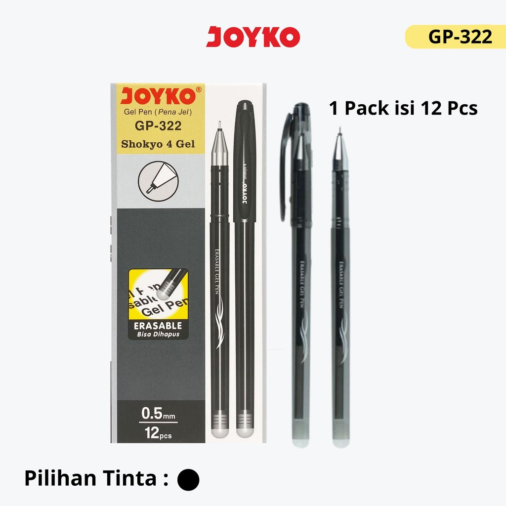

JOYKO Erasable Pen Pulpen Gel Bisa Dihapus 1 Pack GP-322 0.5mm Isi 12 Pcs