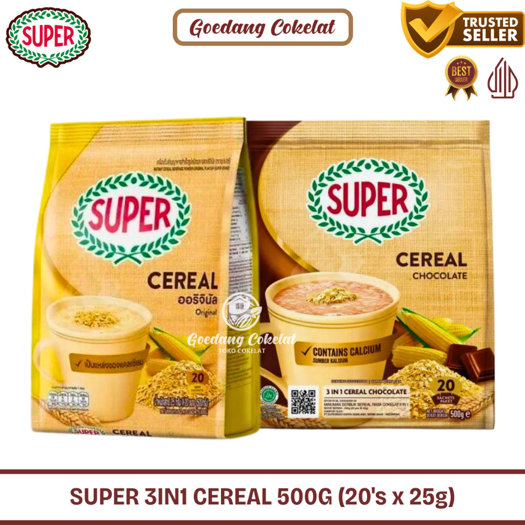 

SUPER Instant Cereal Chocolate Original Minuman Sereal Bernutrisi 500g / Isi 20 Sachet