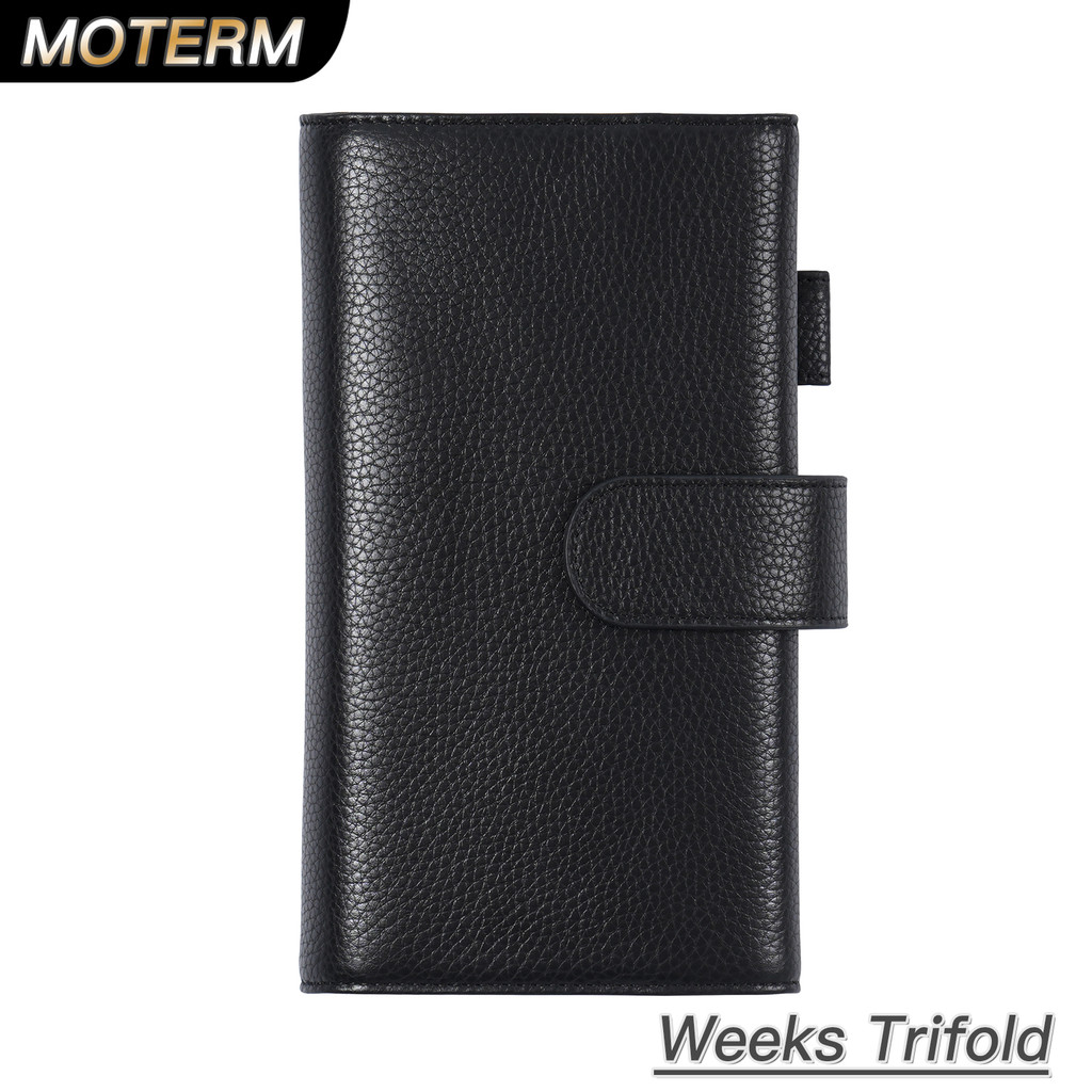 

Moterm Trifold Planner Cover for Hobonichi Weeks/ Weeks Mega Notebook Pebbled Grain Leather Organizer Agenda Diary Journal