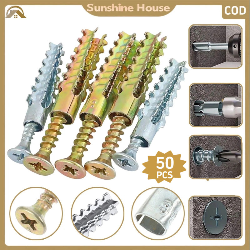 50Pcs Sekrup Ekspansi / Sekrup Dinding / Tembok Baut