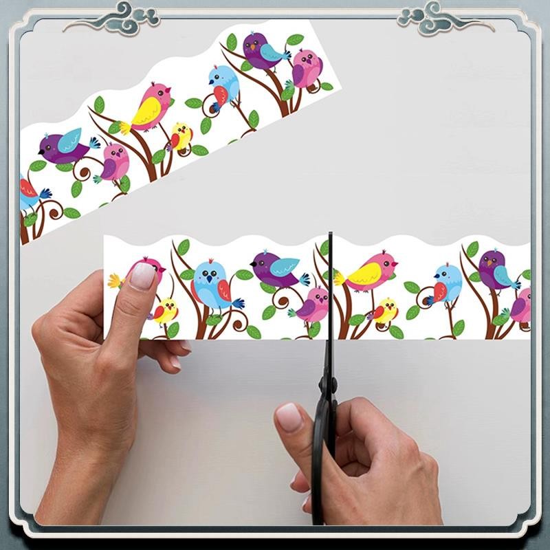 

Premium 1 Roll Bulletin Board Borders Bird Bulletin Board Sticker 65.6Ft In Length Waterproof Adhesive For Classroom Decor