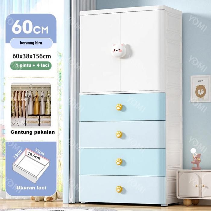 SUNXIN Lemari Plastik Pakaian Kelinci 60CM S95 / Lemari Pakaian Anak - Blue