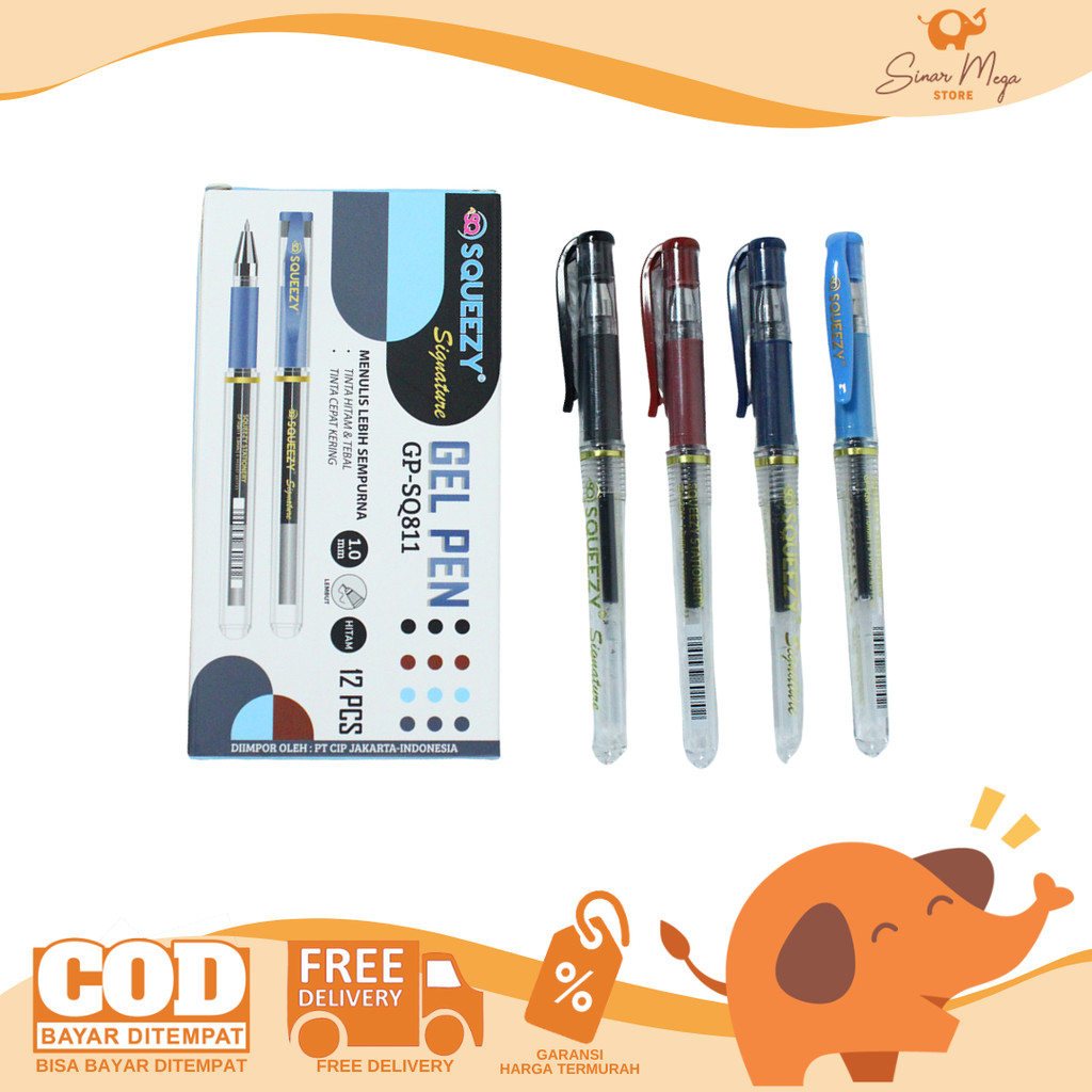 

Squeezy Gel Pen Pena Gel Signature 1.0mm Hitam GP-SQ811