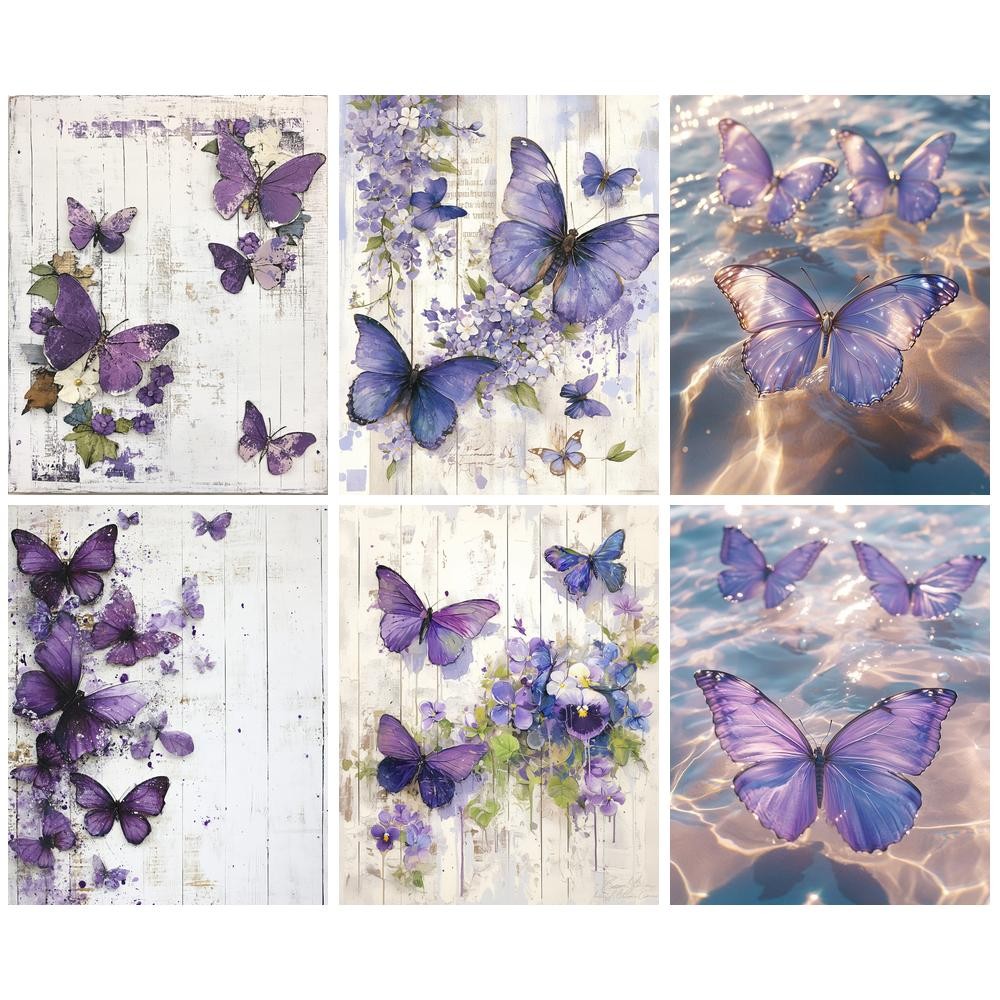 

GATYZTORY Acrylic Painting By Numbers Handpainted For Adults Purple Butterfly Gift Diy Crafts Picture Paint Decorative Painting