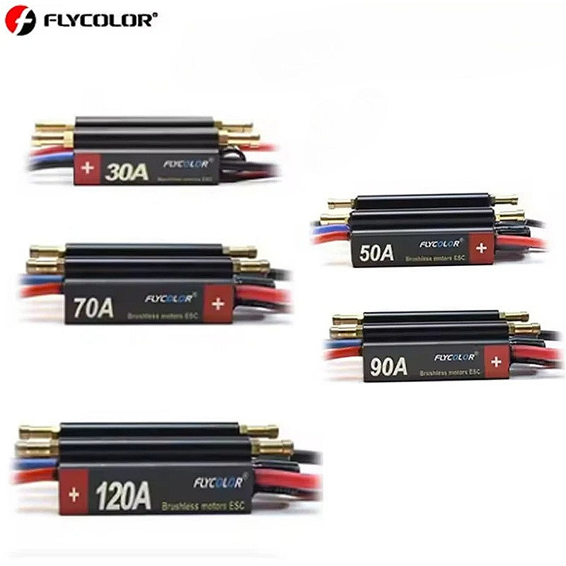 FlyColor 30A 50A 70A 90A 120A RC BOAT ESC Waterproof 2-6S Lipo Brushless Speed Controller for RC Boa