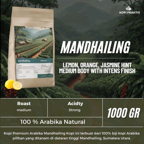 

ROASTED BEANS ARABIKA NATURAL MANDHAILING 1000 GR | 1 KG | BIJI KOPI SANGRAI | Coffee - GILING HALUS