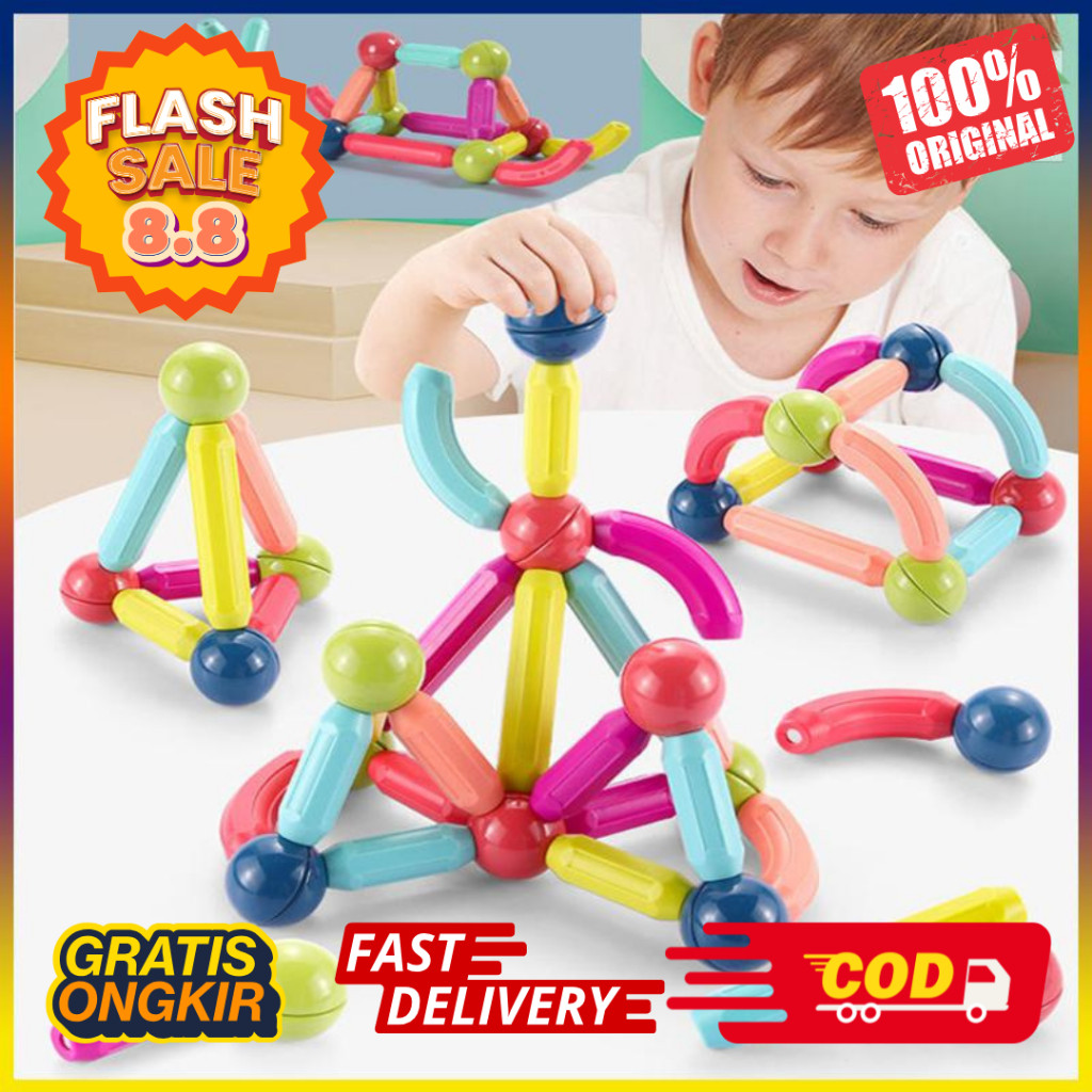 TAM.ZAM Magnetic Stick Merakit Mainan-mainan Edukasi Anak / Magnetic Stick Building Block motorik an