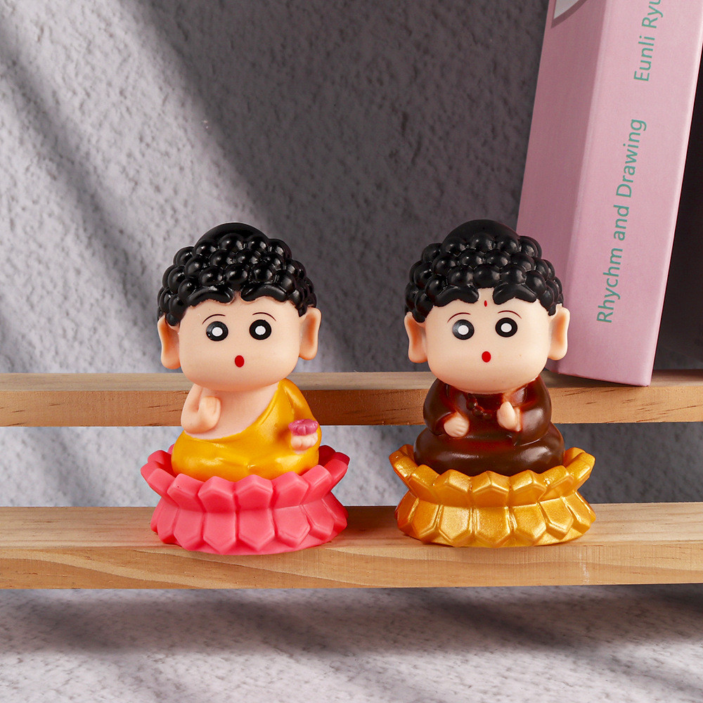 

2pcs/set Crayon Shin-chan Cos Lord Buddha Cute Anime Action Figure Toys 10CM