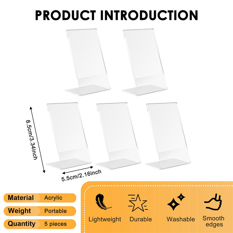 

AB08-5Pcs Office Acrylic Display Leaflet Stands Counter Plastic Message Board Menu COLLEGE Holder For Business Poster