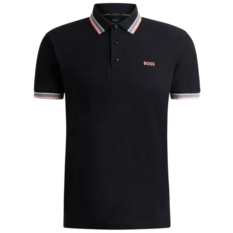 Paddy Contrast Black White Polo / Kaos Polo Branded Original