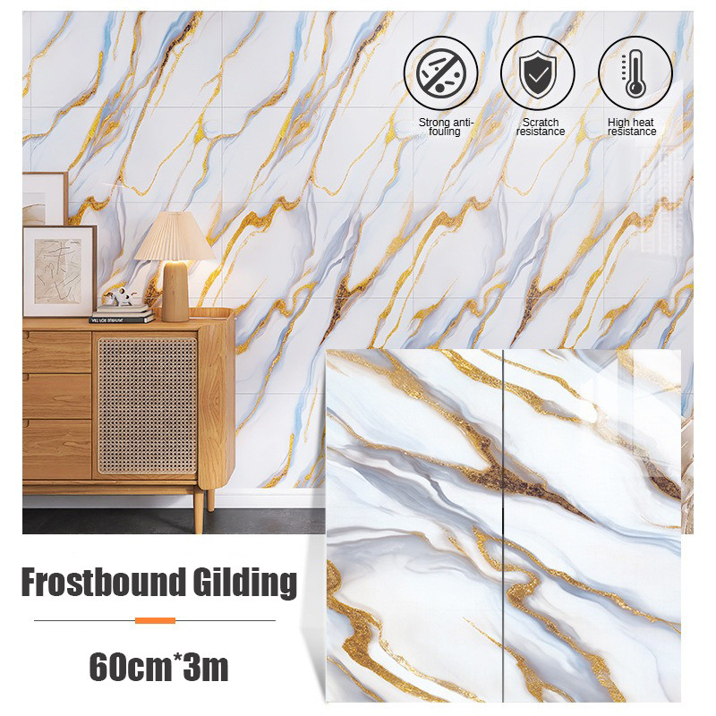 Stiker Dapur 60cmx3m Anti Minyak & Tahan Panas, Wallpaper Perekat Air Tahan Air untuk Dinding Dapur