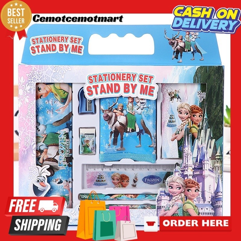 

[Cmt] Paket Alat tulis set 8 in 1 box anak-anak sekolah kartun pengaris kotak pencil stationary set 8in1 school kotak pensil