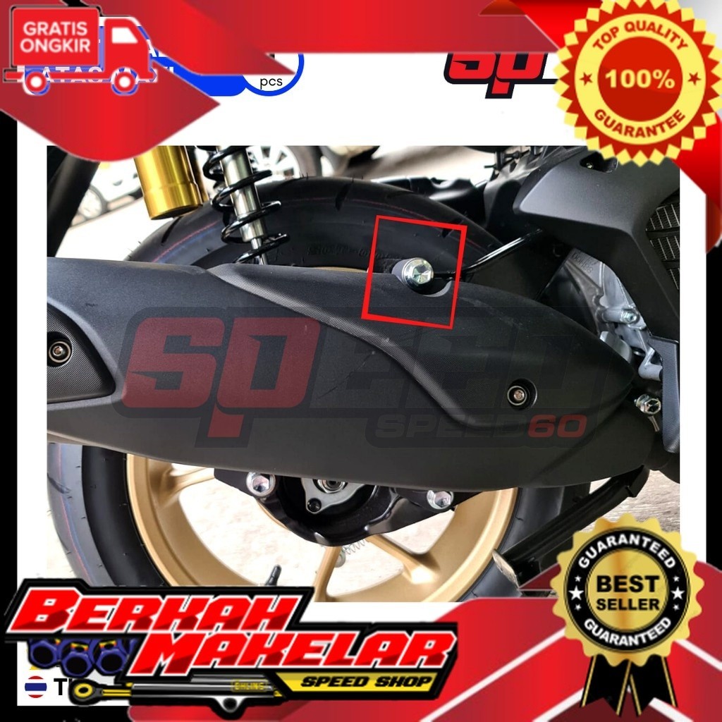 Baut Knalpot Arm Atas Nmax Aerox Xmax Lexi Baut  Stainless Custom Bubut