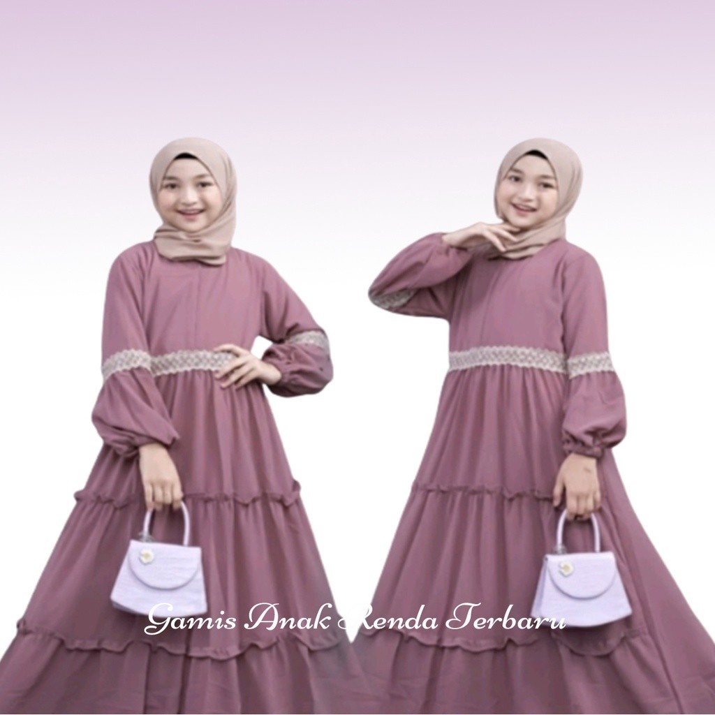 Gamis Anak Renda Terkini Baju Serut Tutu Rempel Viral Baju Muslim Anak Bahan Ceruti Armani Terbaru