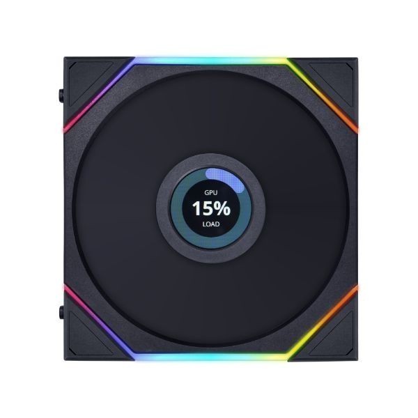 LIAN LI UNI FAN TL LCD140 Reverse Blade BLACK Single Pack with 1.6” LCD SCREEN