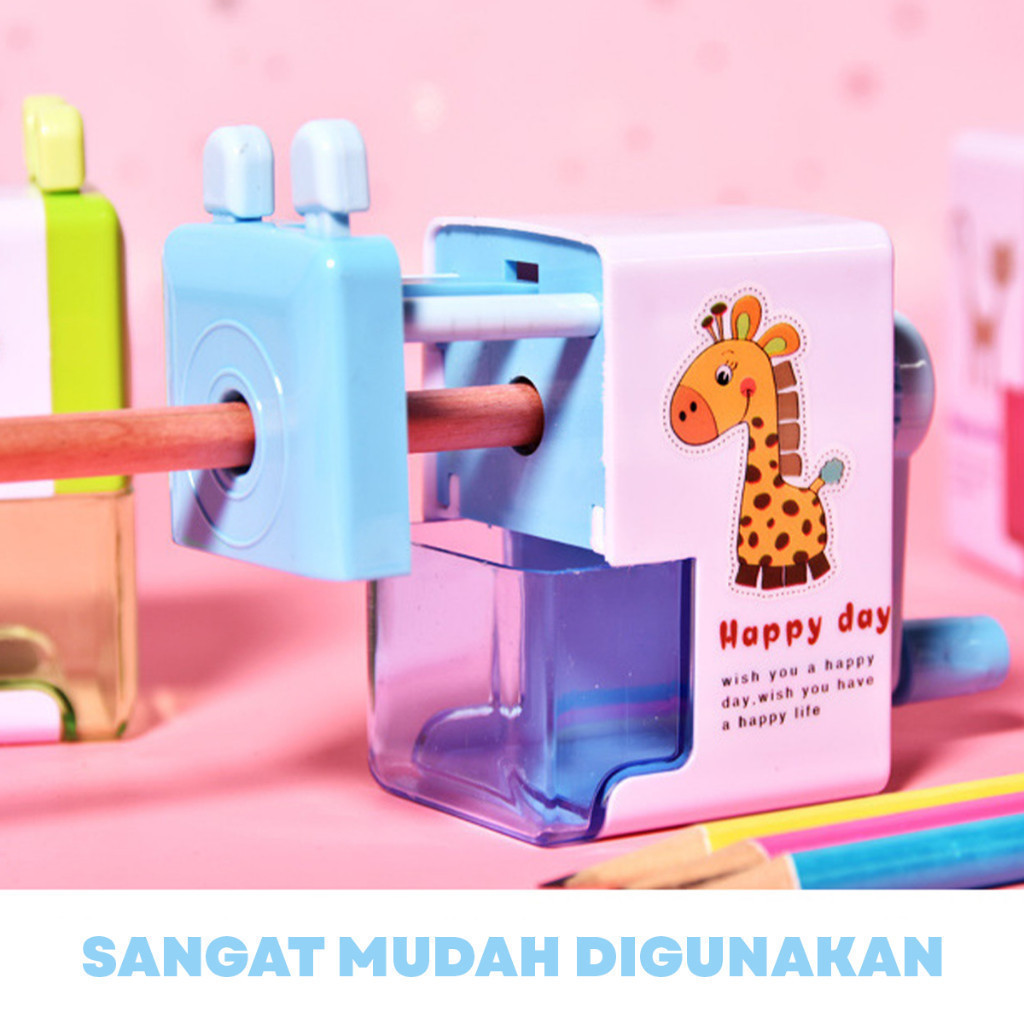 

ACEH.BA 130852 Aimilo-MD Rautan Serutan Pensil Putar Gaya Kartun Sharpener Rautan Meja 3 Warna