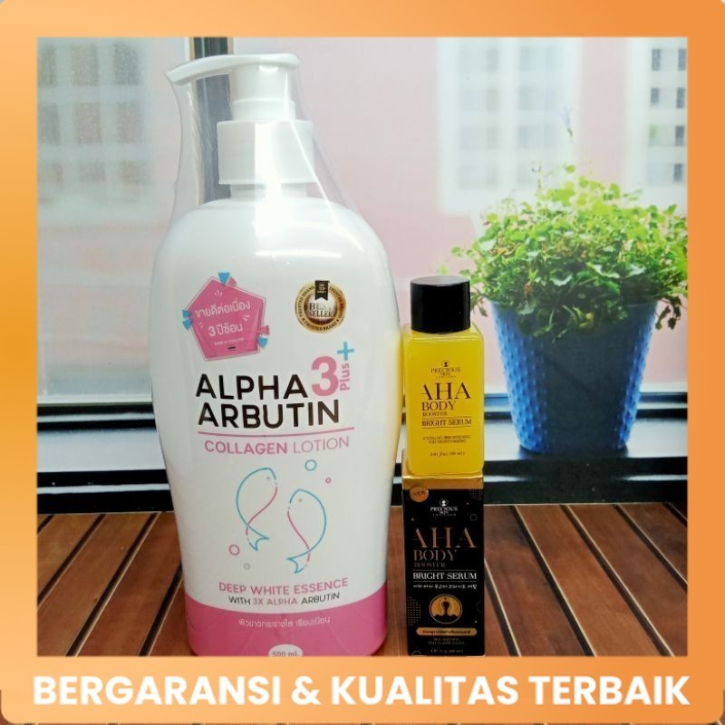 Alpha Arbutin Collagen Lotion + Aha Body Serum