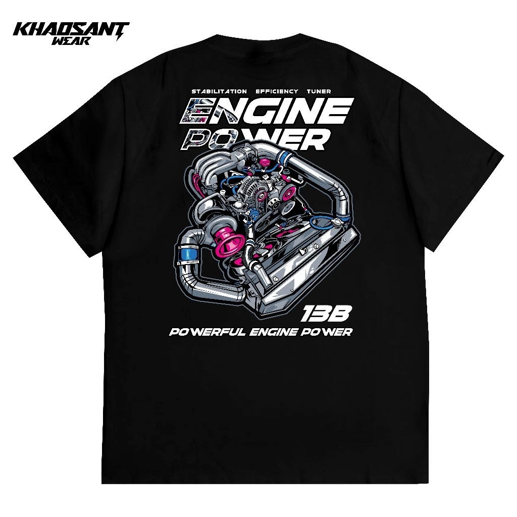 KHAOSANT Kaos Engine Power Pria Wanita Kaos Mobil Otomotif Premium