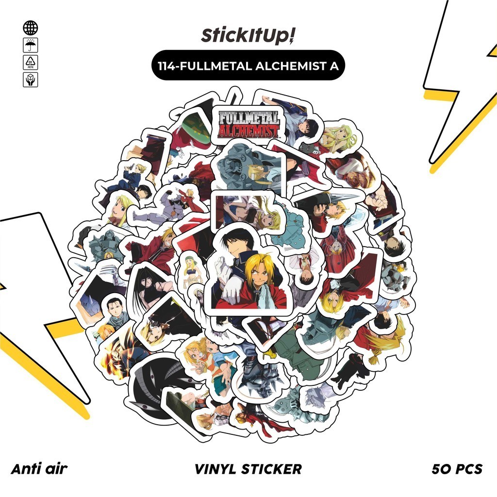 

COD✨ 50 Pcs Stiker Pack Motif Anime Fullmetal Alchemist Lucu Aesthetic Vynil Waterproof untuk Freebies Sticker Buku Journal Casing HP Laptop