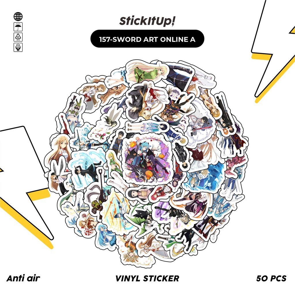 

COD✨ 50 Pcs Stiker Pack Motif Anime Sword Art Online Lucu Aesthetic Vynil Waterproof untuk Freebies Sticker Buku Journal Casing HP Laptop