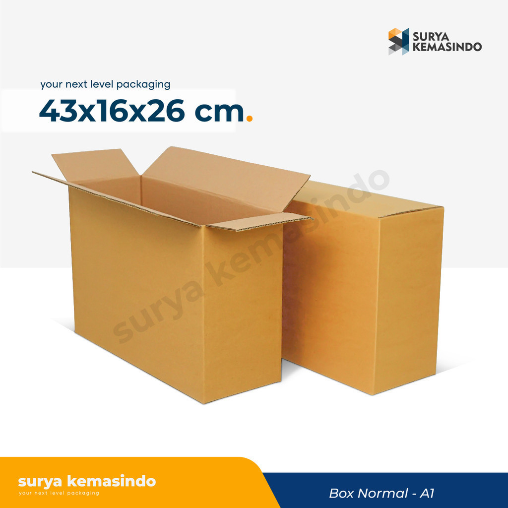 

BOX 43X16X26 cm. (OKI) BoxNormal/Amdk/Kotak/Packing/Kardus/A1/tinggi 26