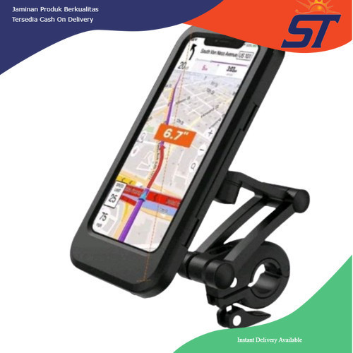 Holder Motor Waterproof HM-18 Jepit Stang Sepeda Motor Touch Screen