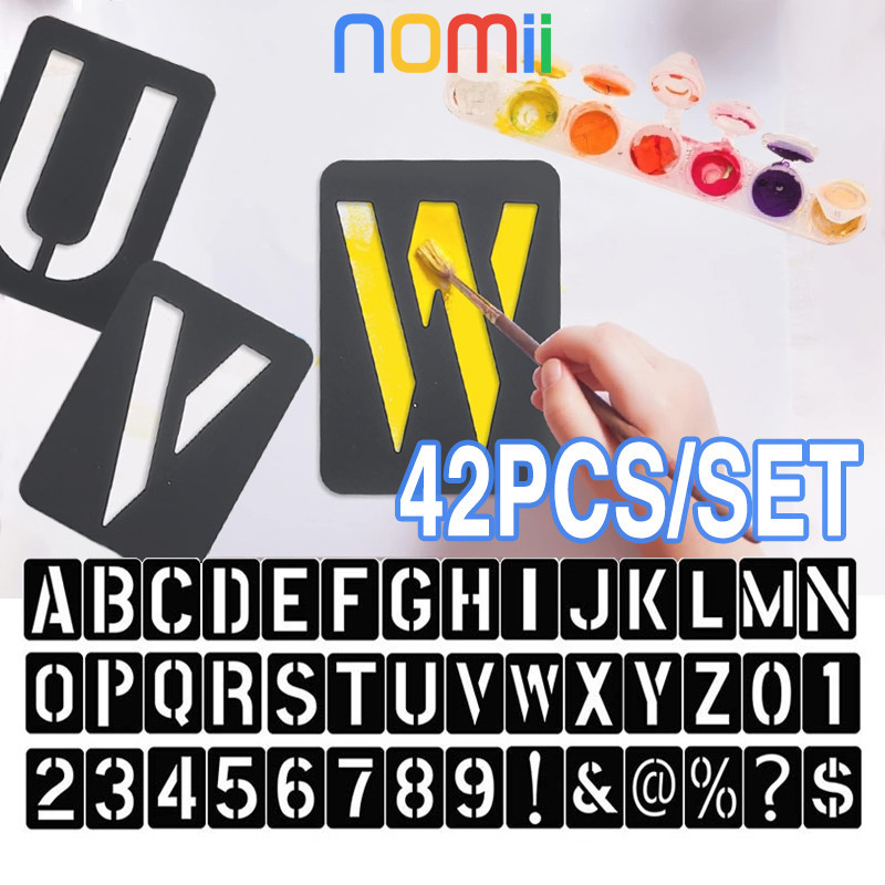 

42PCS/Set Cetakan Huruf Angka Stencils Stensil Plastik Pylox Cat Semprot