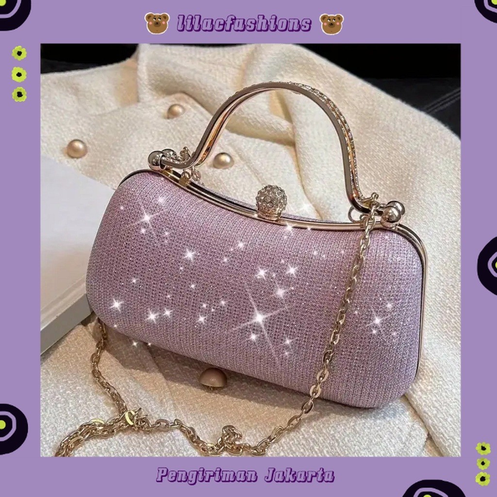 LILAC BAG P22053 TAS LEBARAN TAS KONDANGAN ELEGAN TAS SELEMPANG PESTA CLUTCH BAG MEWAH ELEGAN TAS MA