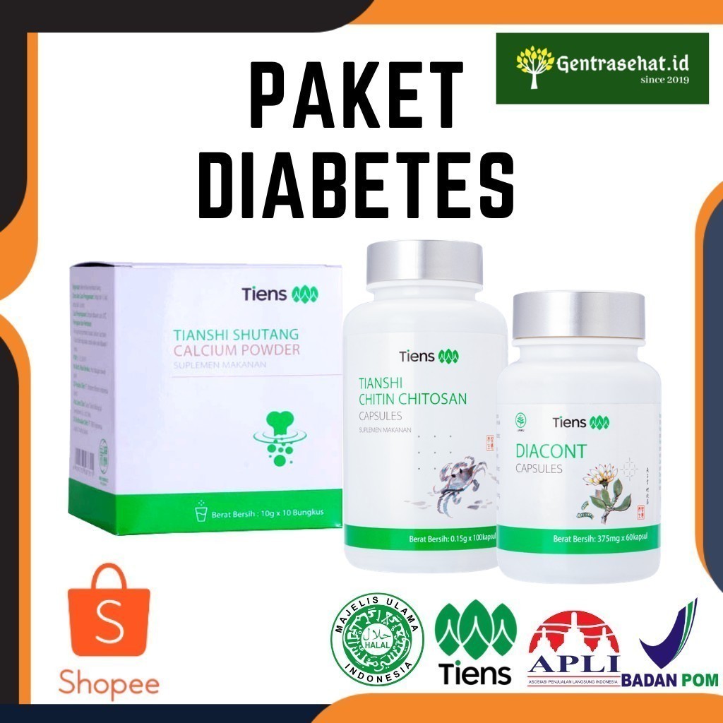 ORI Tiens Paket Diabetes Original - Untuk Luka Basah & Kering CHITIN CHITOSAN, DIACONT, SHUTANG