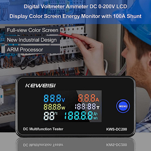 

GG05 Voltmeter Digital Display Color Screen 200V 100A Ampere Watt Meter LED