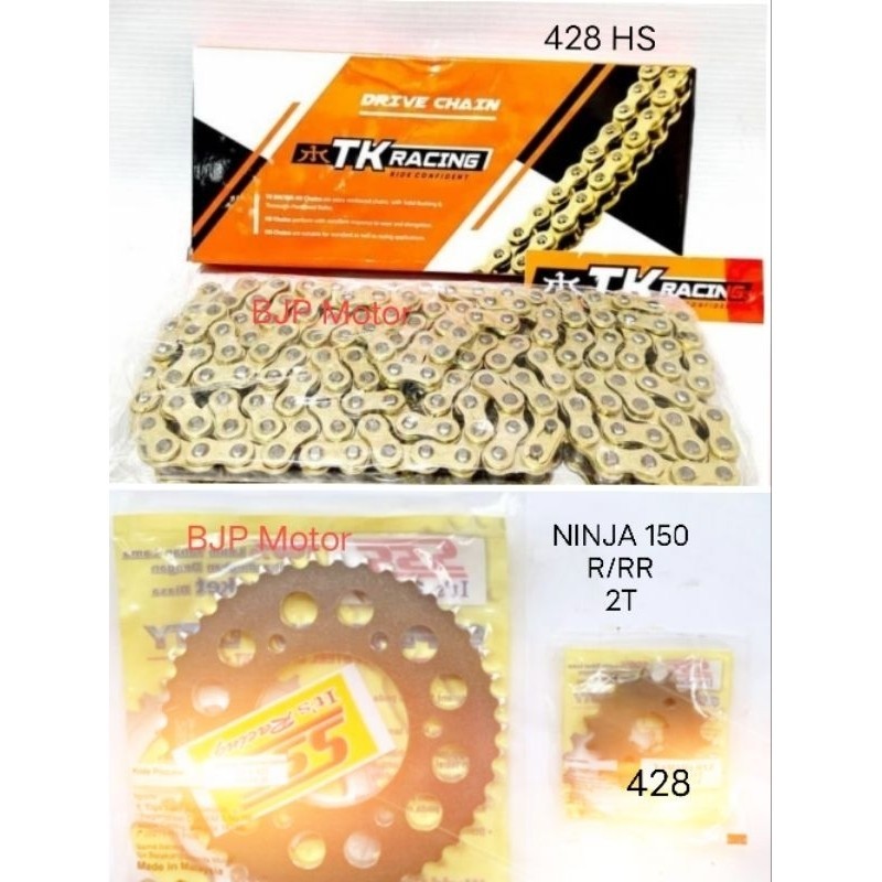 Gear Set SSS 428 NINJA 150R/RR + Rantai TK RACING 428 GOLD 130L + Pilihan Gir Depan SSS (13/14/15) B