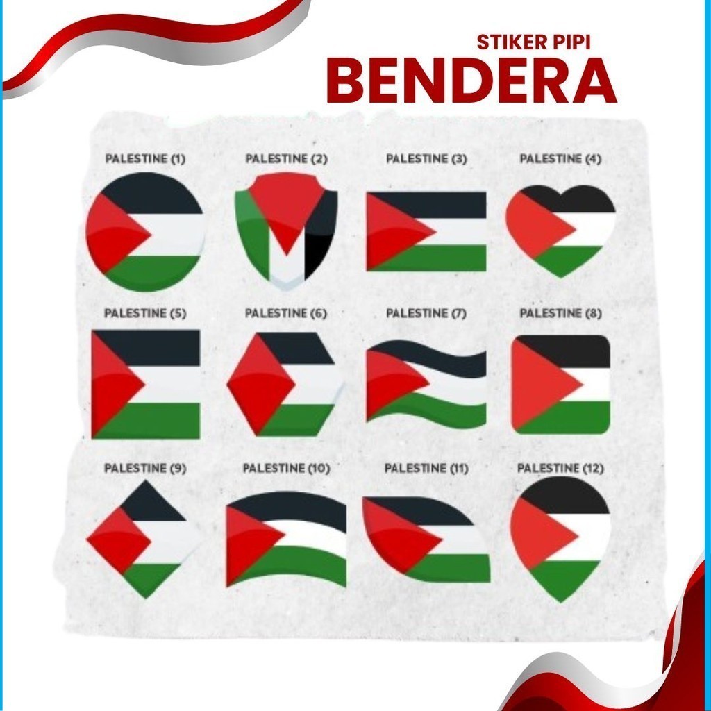 

(isi 100 pcs) Stiker pipi palestine tempelan pipi palestina sticker palestine 3,3 x 2,2 cm JAYA PRINT