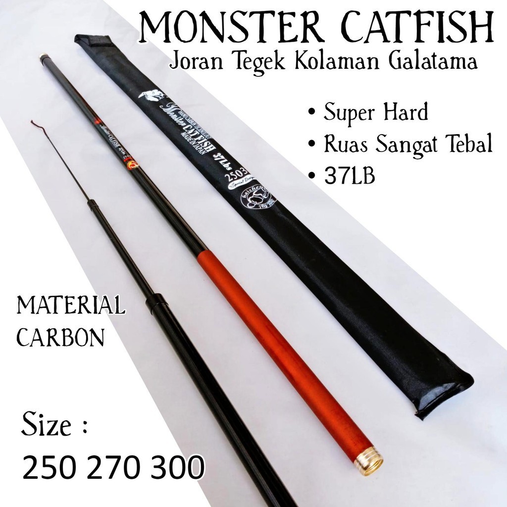 Haizen Monster Cat Fish 250cm Power 37lb Joran Tegek Ruas Panjang Bahan Carbon Action Super Hard Ton