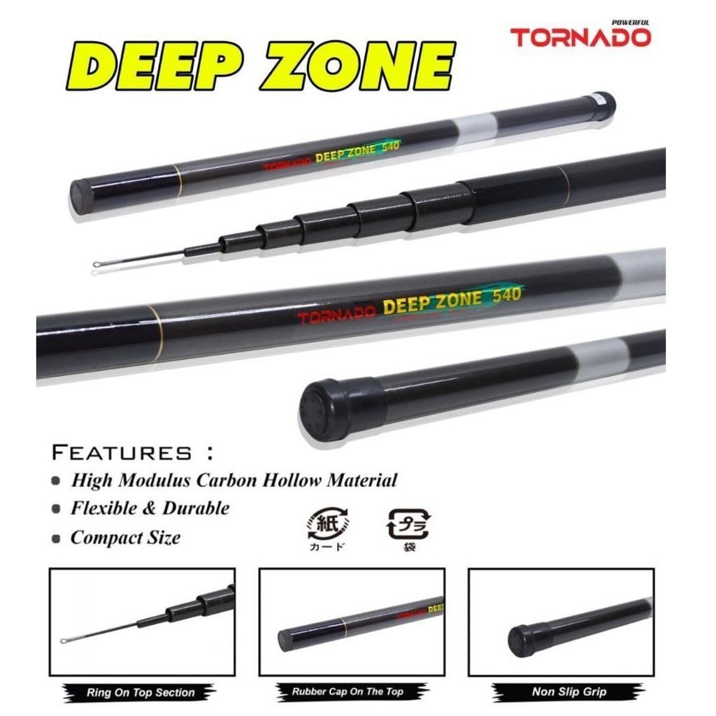 Tornado Deep Zone 360 Joran Tegek Pole Ruas Panjang Bahan Carbon Tangkai Tongkat Pancing Tegeg Karbo