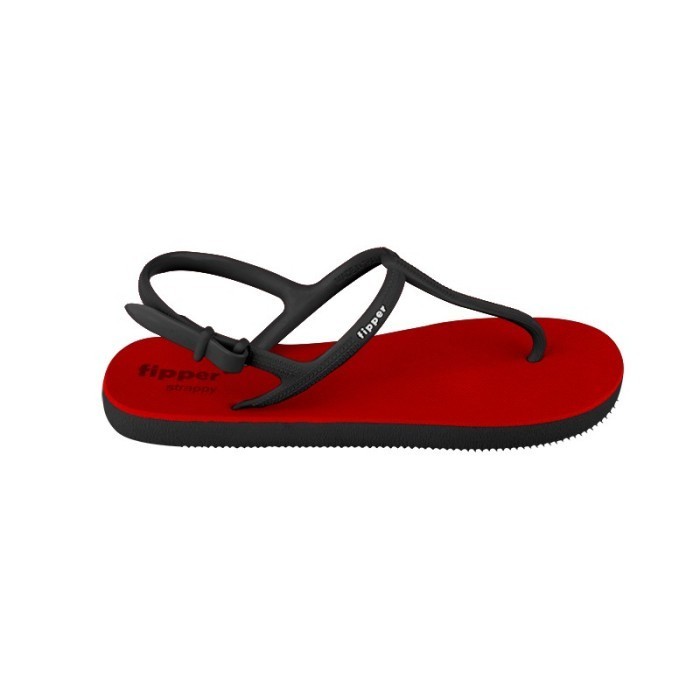 best -Fipper Strappy Petite Red / Black / Sandal Jepit Tali Wanita - 3