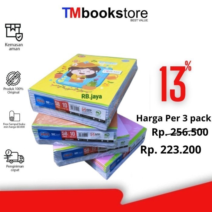 

BUKU TULIS EB 58LBR/PACK SINAR DUNIA ( ISI 3 PACK) TMBOOKSTORE